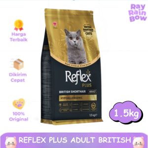 Reflex Plus Adult British Shorthair 1,5kg Makanan Kucing Dewasa Cat Food Dry
