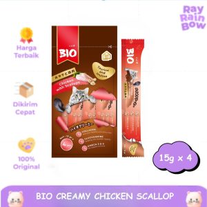 Bio Creamy Chicken Scallop 60gr Snack Cemilan Kucing