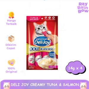 Deli Joy Creamy Tuna & Salmon 14g x 4 Snack Cemilan Kucing
