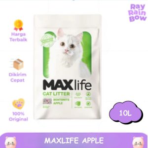Maxlife Pasir Kucing Bentonite Apple 10L Pasir Gumpal Wangi