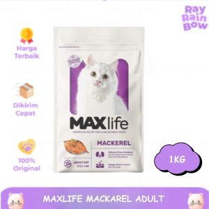 Maxlife Dry Adult Mackarel 1kg Makanan Kucing Cat Food