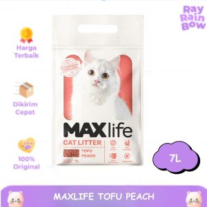 Maxlife Tofu Cat Litter Peach 7L Pasir Kucing Tofu Soya Gumpal