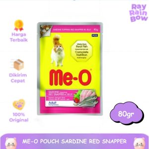 Me-o Pouch Sardine With Red Snapper Jelly 80gr Wet Food Makanan Basah Kucing