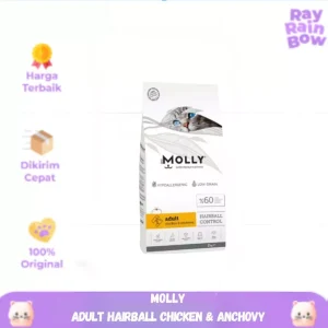 MOLLY Adult Chicken & Ancovy (Hairball Control) - Super Premium Cat Dry Food (Balance, Hypoallergenic, Low Grain) 2kg