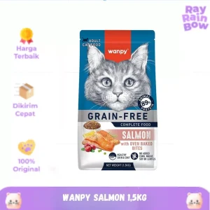Makanan Kucing Wanpy Grain Free Adult Salmon Cat Dry Food 1.5kg