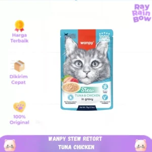 Wanpy Cat Stew Retort Adult Tuna & Chicken in Gravy Pouch 70 Gr / Makanan Basah Kucing